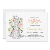 Hochzeitskleid Brautdusche Einladung