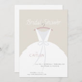 Hochzeitskleid Brautdusche Einladung (Vorne/Hinten)