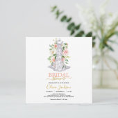 Hochzeitskleid Brautdusche Einladung (Stehend Vorderseite)