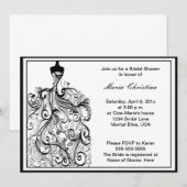 Hochzeitskleid Brautdusche Einladung (Vorne/Hinten)