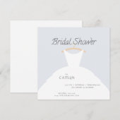 Hochzeitskleid Brautdusche Einladung (Vorne/Hinten)