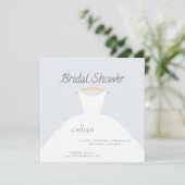 Hochzeitskleid Brautdusche Einladung (Stehend Vorderseite)