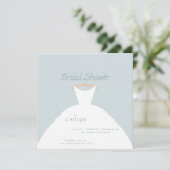 Hochzeitskleid Brautdusche Einladung (Stehend Vorderseite)