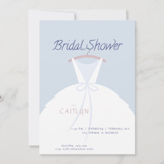 Hochzeitskleid Brautdusche Einladung (Vorderseite)