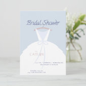 Hochzeitskleid Brautdusche Einladung (Stehend Vorderseite)