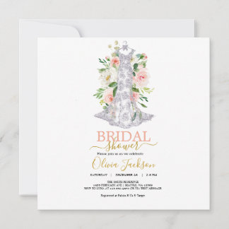 Hochzeitskleid Brautdusche Einladung