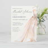 Hochzeitskleid Brautdusche Wasserfarbe Einladung (Stehend Vorderseite)