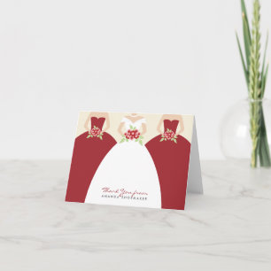 Hochzeitskleid Brautparty Dankeschön Karte (rot)