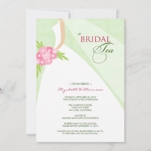 Hochzeitskleid Bridal Tea Einladung (grün)