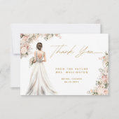 Hochzeitskleid Brünettes florales Brautparty Gown Dankeskarte (Vorderseite)