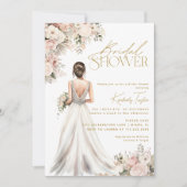 Hochzeitskleid Brünettes florales Brautparty Gown Einladung (Vorderseite)