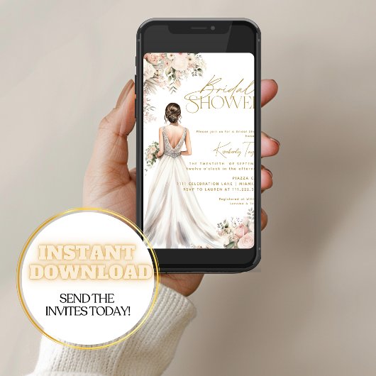 Hochzeitskleid Brünettes florales Brautparty Gown Einladung