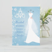 Hochzeitskleid Chandelier Braun Dusche Einladung (Stehend Vorderseite)