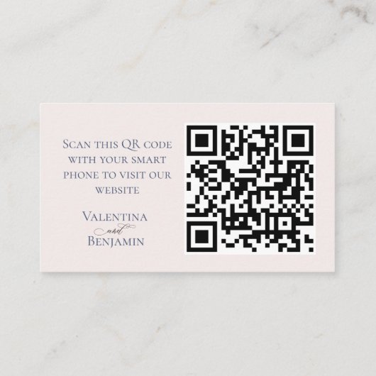 Hochzeitskleid-Code einfügen blaubeige QR Begleitkarte (Rückseite)