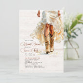 Hochzeitskleid Cowgirl Boots Brautparty Einladung (Stehend Vorderseite)