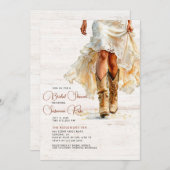 Hochzeitskleid Cowgirl Boots Brautparty Einladung (Vorne/Hinten)