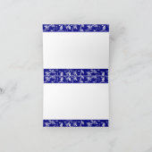 Hochzeitskleid, Damaske auf königsblau Danke Karte (Innenseite)