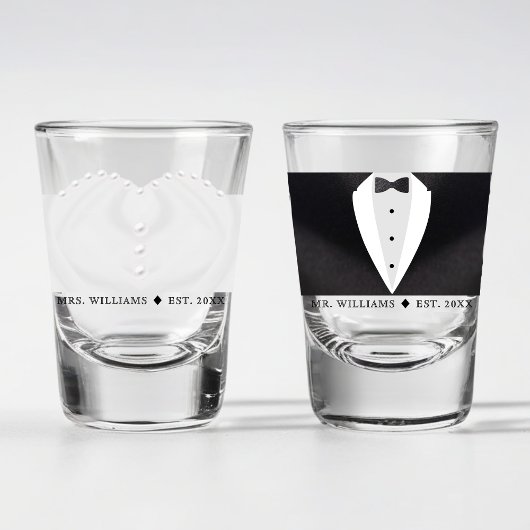 Hochzeitskleid Ehefrau Bride Mrs. Schnapsglas
