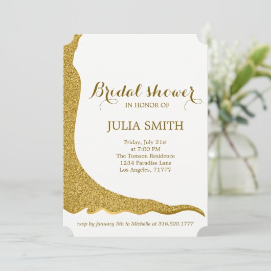 Hochzeitskleid Einladung (Stehend Vorderseite)