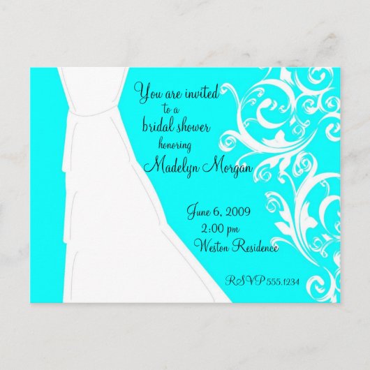 Hochzeitskleid Einladungspostkarte (Vorderseite)