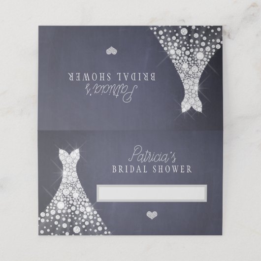 Hochzeitskleid elegante Marine Brautparty Chic Platzkarte (Außenseite Aufgefaltet)