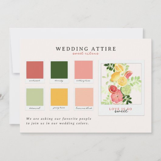 Hochzeitskleid | Farbpalette für Zitronen Einladung (Vorderseite)