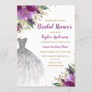Hochzeitskleid Glitzer Amethyst Brautparty Einladung