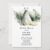 Hochzeitskleid Grüne Wasserfarbe Brautparty Einladung (Vorderseite)