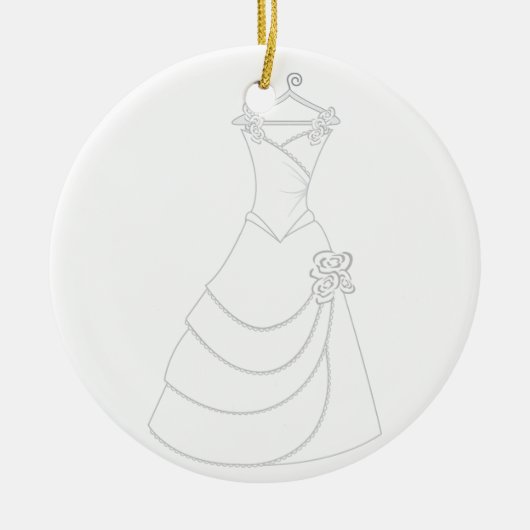 Hochzeitskleid Keramik Ornament (Vorne)