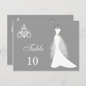 Hochzeitskleid, Kronleuchter auf grauer Tischnumme Postkarte (Vorne/Hinten)