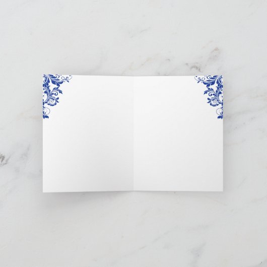 Hochzeitskleid, Kronleuchter auf königsblau Danke (Innenseite)