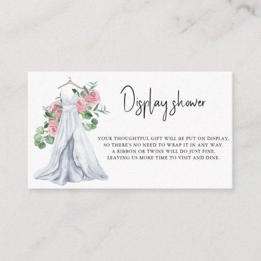 Hochzeitskleid mit Blume - Display-Dusche Begleitkarte (Vorderseite)