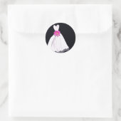 Hochzeitskleid mit rosa tropischer Blume Bouquet Runder Aufkleber (Tasche)