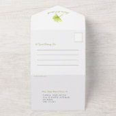 Hochzeitskleid mit tropischer Palmenfront, weißes All In One Einladung (Außenbereich)