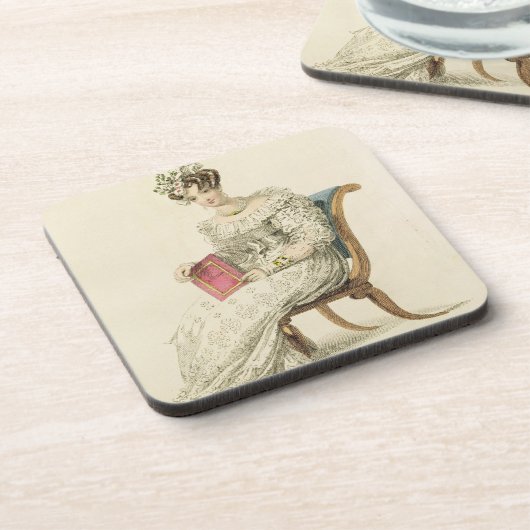 Hochzeitskleid, Modegeck von Ackermanns Repo Getränkeuntersetzer (Linke Seite)