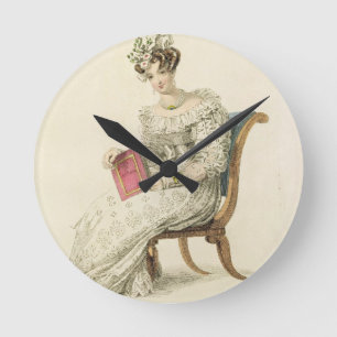 Hochzeitskleid, Modeplatte von Ackermanns Repo Runde Wanduhr