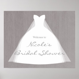 Hochzeitskleid Modernes Glamour Brautparty Grau Poster