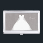 Hochzeitskleid Modernes Glamour Brautparty Grau Visitenkarten Dose<br><div class="desc">Hochzeitskleid Modernes Glamour Brautparty Gray Business Card Inhaber. Passen Sie den Text an oder verließ ihn leer.</div>