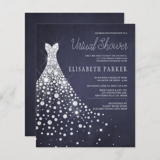 Hochzeitskleid Navy BUDGET Virtual Shower laden (Vorne/Hinten)