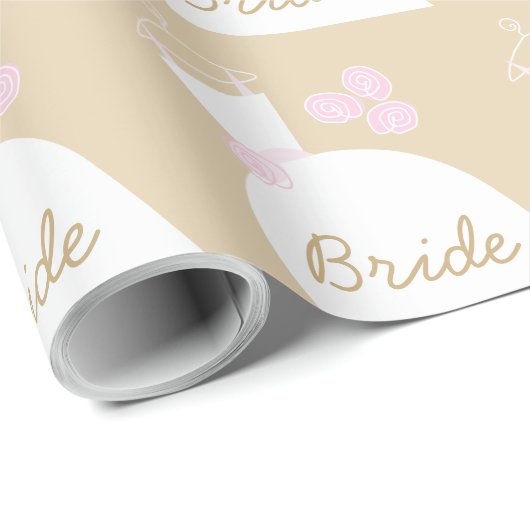 Hochzeitskleid Pink Bride beige Wrapping Paper Geschenkpapier (Rolleneckpunkt)