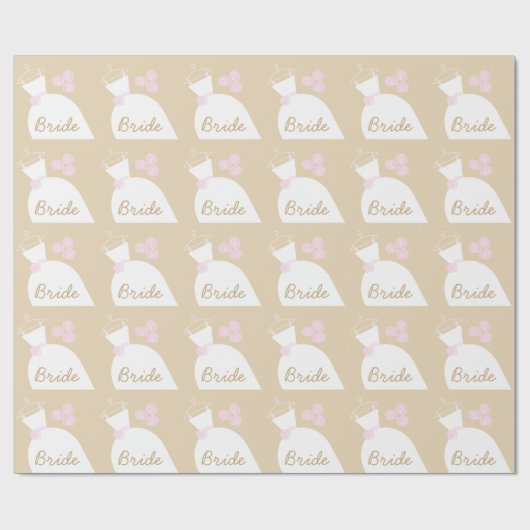 Hochzeitskleid Pink Bride beige Wrapping Paper Geschenkpapier (Flach)
