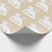 Hochzeitskleid Pink Bride beige Wrapping Paper Geschenkpapier (Ecke)