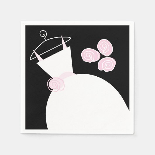 Hochzeitskleid Rosa Papierserviette schwarz (Vorderseite)