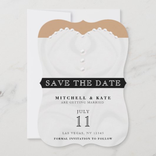 Hochzeitskleid Save The Date (Vorderseite)