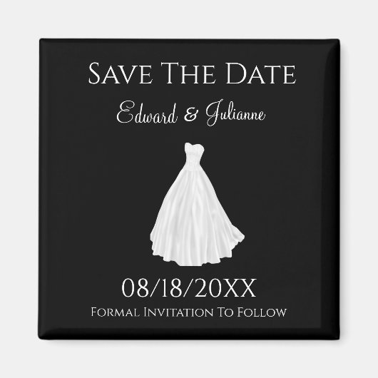 Hochzeitskleid Save the Date Magnet (Vorne)
