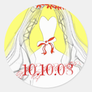Hochzeitskleid Save the Date Runder Aufkleber