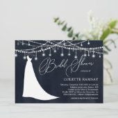 Hochzeitskleid String Lights Brautparty  Einladung (Stehend Vorderseite)