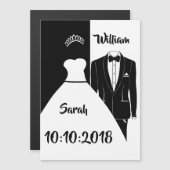 Hochzeitskleid tuxedo schwarz-weiß magneteinladung (Vorne/Hinten)
