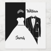 Hochzeitskleid tuxedo schwarz-weiß weinetikett (Einzelnes Label)