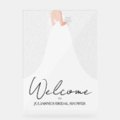 Hochzeitskleid und Rose Brautparty Acrylschild (Vorderseite)